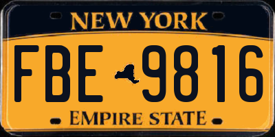 NY license plate FBE9816