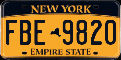 NY license plate FBE9820