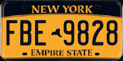 NY license plate FBE9828