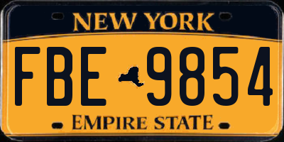 NY license plate FBE9854