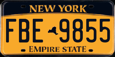 NY license plate FBE9855