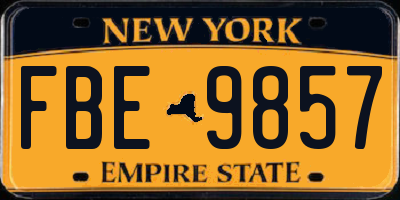 NY license plate FBE9857