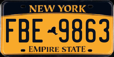NY license plate FBE9863