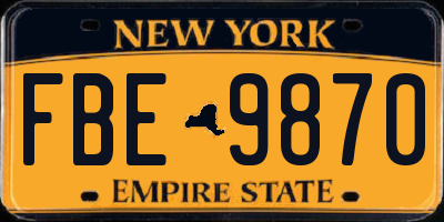 NY license plate FBE9870