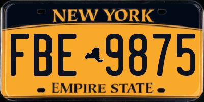 NY license plate FBE9875