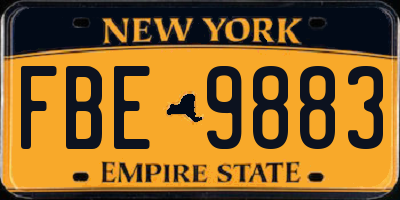 NY license plate FBE9883