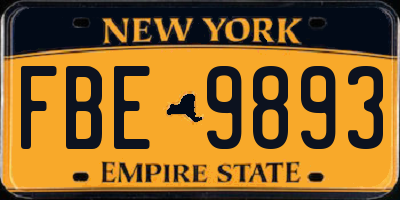 NY license plate FBE9893