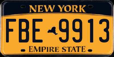 NY license plate FBE9913