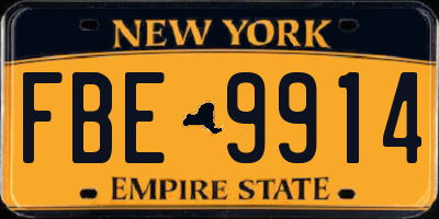 NY license plate FBE9914