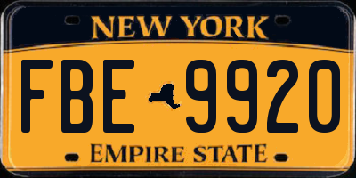 NY license plate FBE9920