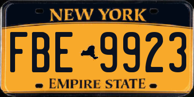 NY license plate FBE9923