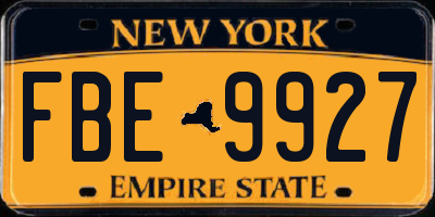 NY license plate FBE9927
