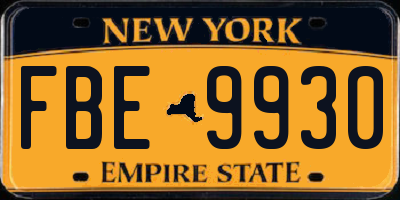 NY license plate FBE9930
