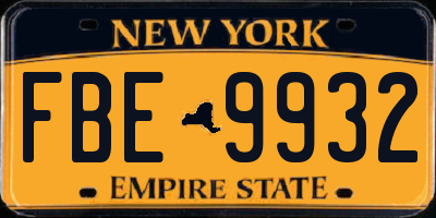 NY license plate FBE9932