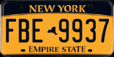 NY license plate FBE9937