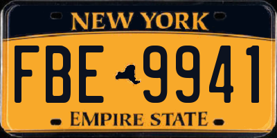 NY license plate FBE9941