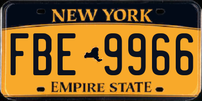 NY license plate FBE9966