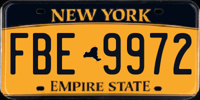 NY license plate FBE9972