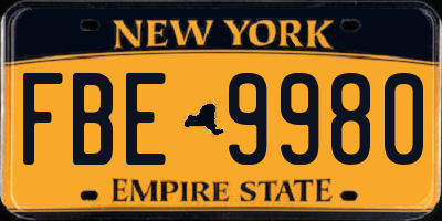 NY license plate FBE9980