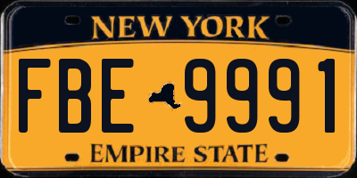 NY license plate FBE9991