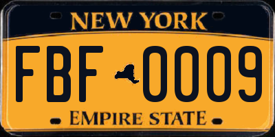 NY license plate FBF0009