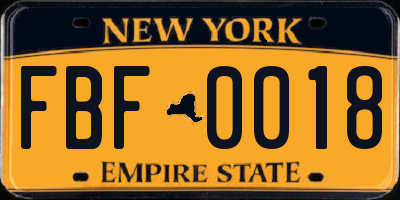 NY license plate FBF0018