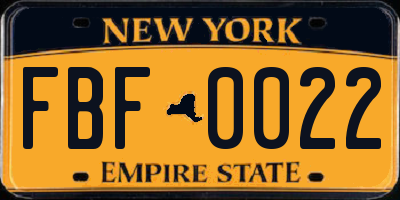 NY license plate FBF0022