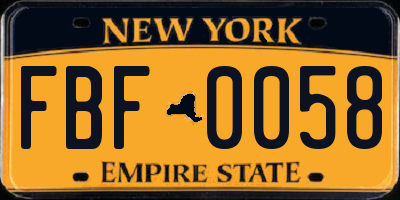 NY license plate FBF0058