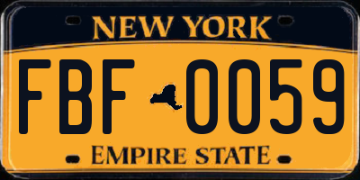 NY license plate FBF0059