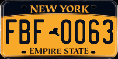 NY license plate FBF0063