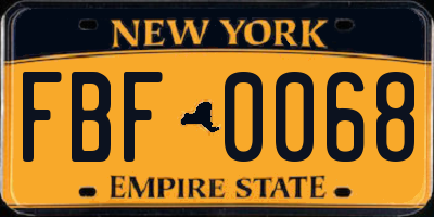 NY license plate FBF0068