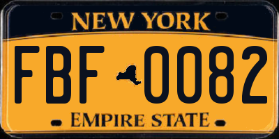 NY license plate FBF0082