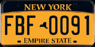 NY license plate FBF0091