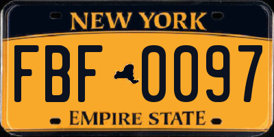 NY license plate FBF0097