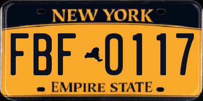 NY license plate FBF0117