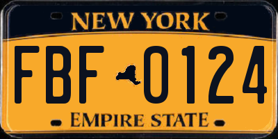 NY license plate FBF0124