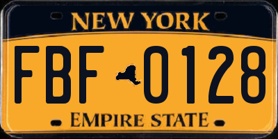 NY license plate FBF0128