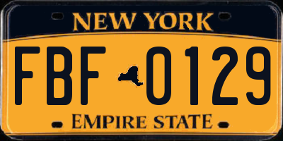 NY license plate FBF0129