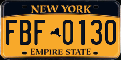 NY license plate FBF0130