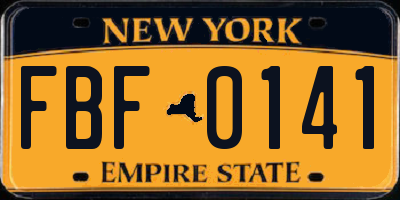 NY license plate FBF0141