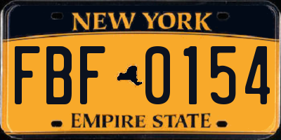 NY license plate FBF0154