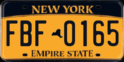 NY license plate FBF0165