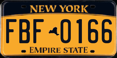 NY license plate FBF0166