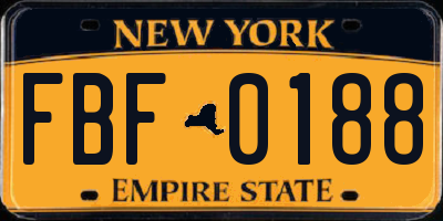 NY license plate FBF0188
