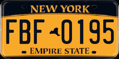 NY license plate FBF0195