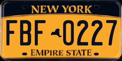 NY license plate FBF0227