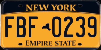 NY license plate FBF0239