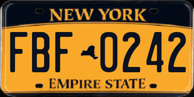 NY license plate FBF0242