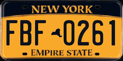 NY license plate FBF0261