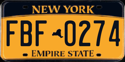NY license plate FBF0274